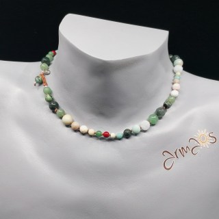 Edelstein Collier Polar, handgeknüpft, gehäkelter Verschluss